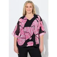 Ulla Popken Tunika Chiffon-Bluse doppellagig Schleifen V-Ausschnitt