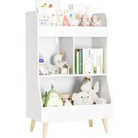 TLGREEN Spielzeugtruhe Kinderregal Bücherregal (Spielzeug Aufbewahrung,Spielzeugregal Kinderregal, 34T x 62B x 93,5H cm), 2Ablagefächern,3 offenen Fächern