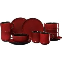 Ritzenhoff & Breker Frühstücks-Geschirrset Service, Gambia (Teller, Schale, Kaffeebecher) (12-tlg), 4 Personen, Steinzeug, Reativglasur, jedes Teil ein Unikat, 12 Teile, für 4 Personen