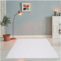 THEKO Teppich Happy Cotton Fleckerl, handgewebt, rechteckig, Höhe: 5 mm, Flachgewebe, reine Baumwolle, meliert, mit Fransen, auch als Läufer