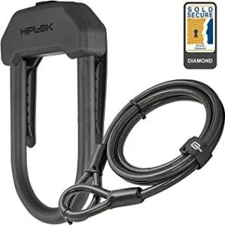 Hiplok DX Plus Bügelschloss D, Klipp, inkl. Kabel 2 m all black