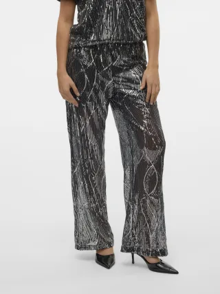 VERO MODA - VMELLEN HW WIDE PANT JRS black - Gr. - L