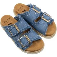 MUSTANG Pantolette Pantolette mit Nieten besetzter Jeansstoff