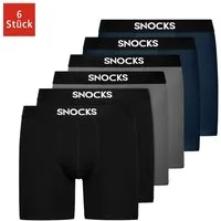 SNOCKS Boxershorts Enge Unterhosen mit längerem Bein Herren Männer (6-St) aus Bio-Baumwolle, ohne kratzenden Zettel, bequem durch längeres Bein