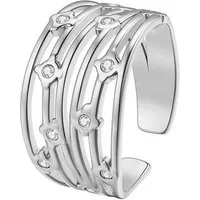 Hey Happiness Fingerring Multi Band mit Kristallen, offener Damenring, Statement Ring im Layering Look, wasserfest