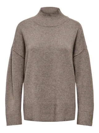 ONLY - ONLMARY LS HIGH NECK SLIT KNT NOOS Shaved Chocolate - Gr. - M