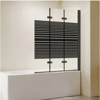 AmuseVera Badewannenfaltwand Duschwand für Badewanne Badewannenaufsatz 2 tlg 3 tlg Schwarz/Chrome, ESG Sicherheistsglas, (Set, 180° schwenkbar Faltwand Dusche Duschtrennwand Faltbar), Faltwand Duschwand Badewanne 3 teilig 180° schwenkbar