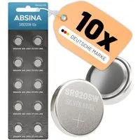 ABSINA SR920SW Uhrenbatterie 1,55V Silberoxid 10er Pack - Knopfzelle LR921 Knopfzelle, (1 St)