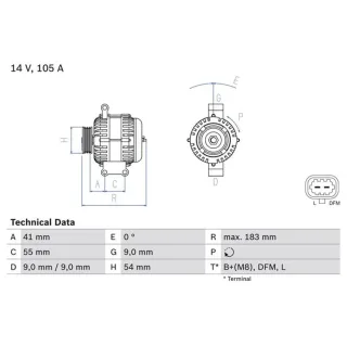 Bosch Lichtmaschine 105A Opel Corsa Meriva 1,3 0986084190