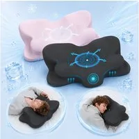 CHICASA Kopfkissen Nackenstützkissen aus 55D Memory Foam, HWS-stützend, abnehmbarer Bezug, Maße: 65 × 41 × 12/8 cm (zwei Höhen), 5-Zonen-Stützsystem, 100 % Memory-Schaum, Kühlendes Nackenstützkissen, 4D-Luftzirkulationsstruktur, Reisedesign