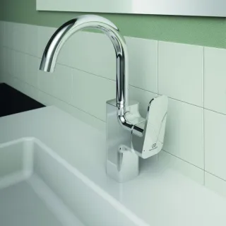 Ideal Standard CeraPlan Waschtischarmatur BD234AA mit hohem und schwenkbarem Auslauf, verchromt, ohne Ablaufgarnitur