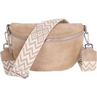 MIRROSI Bauchtasche Damen, Echtleder,Leder, Made in Italy, Umhängetasche, Brusttasche, (Schultertasche für jeden Anlass (1 Tasche & 2 Gurte), Crossbody Bag, gemusterten& verstellbaren Schulterriemen