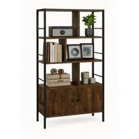 relaxdays Bücherregal mit Unterschrank, Industrial-Schwarz