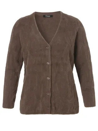 Frapp - Jacke V-Ausschnitt 1/1 Arm Knöpfe nougat - Gr. - 46