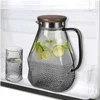 LuxusKollektion Wasserkaraffe Glaskaraffe 1.8L Wasserkaraffe mit Deckel Schwarz für Kühlschrank