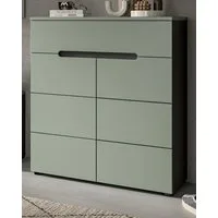 Inn.Furn Schuhkommode Cooper (Flur Kommode in dunklem Salbei Grün mit Basalt Grau, 80 x 94 cm), Vollauszug Schubkasten und Soft-Close-Funktion