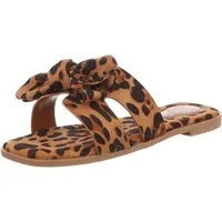 Ital-Design Damen Sandalen mit Knoten für Sommerfreizeit Pantolette (89368586) Blockabsatz Pantoletten in Beige