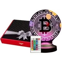 Geschenkelampe LED Nachttischlampe Bitcoin 3D Gravur Nachtlicht Geschenk für Krypto-Liebhaber Crypto, Leuchte 7 Farben fest integriert, Geschenk für Männer, Kryptowährung