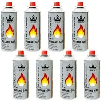 Mianova Gaskartusche 227g Butan Gasflaschen Bunsenbrenner Campingkocher Gaskocher, Zubehör für Gasgrill Campingkocher Gasheizung Gasbrenner Unkrautbrenner, 8 St.