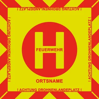 BOS Drohnen Landeplatz | Plane | 150x150 cm | individualisierbar | verschiedene Materialstärken | Signalfarben | Wetter- und flammfest | falt-/rollbar Feuerwehr Leicht (456g/m²) ohne ohne ohne