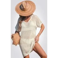 Cupshe Strandkleid Gehäkeltes Kurzarm-Überkleid