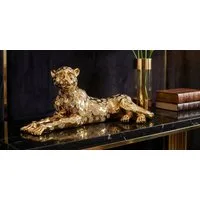 alesvelt Skulptur Moderne Dekofigur Leopard 57 cm Gold / Silber (1-Stück, 57 x 23 x 22 cm), Gold/ Silber