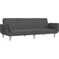 vidaXL Sofa Schlafsofa 2-Sitzer mit 2 Kissen Dunkelgrau Stoff
