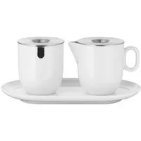 WMF Kaffeeservice Barista Zucker & Milch-Set (3-tlg), 2 Personen, Porzellan, mit Untersetzer, Milchkanne, spülmaschinengeeignet