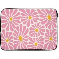 MuchoWow Laptop-Hülle Blumen - Muster - Rosa - Beige - Orange 14 Zoll, Schutzhülle für Laptop, Schutz gegen Kratzern, Laptoptasche