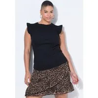 Studio Untold Longtop Rippshirt Slim Shape Ärmelvolant