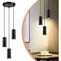 ZMH Pendelleuchte Modern Esstisch Schwarz 3 Flammig - Hängelampe GU10 Wohnzimmer, ohne Leuchtmittel, Industrial Esszimmerlampe x für Innen Küche Metall