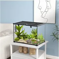 PawHut Terrarium mit Thermometer, Metall Schwarz 50 x 30 x 35 cm