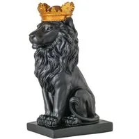 BOLTZE Dekofigur Löwe Aslan schwarz mit goldfarbener Krone 34,5cm