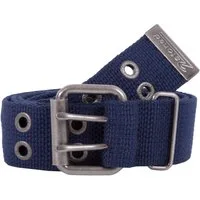2Stoned Nietengürtel Stoffgürtel Unisex mit Dornschließe, 4 cm breit, 95 cm - 125 cm lang doppelreihige Lochnieten mit Logoprägung