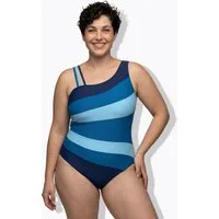Ulla Popken Badeanzug Badeanzug Colorblocking Softcups Rundhals recycelt