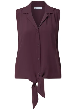 Street One - Blusentop mit Bowling-Kragen und Knoten rustic rouge - Gr. - 40