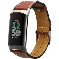 kwmobile Smartwatch-Armband Echtleder Armband für Fitbit Charge 6 / Charge 5, Ersatzarmband für Fitnesstracker - Wechselarmband Smartwatch