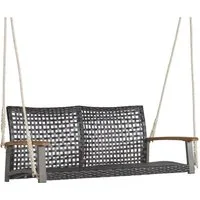 COSTWAY Hollywoodschaukel, 2-Sitzer, Gartenbank hängend, Rattan, 360 kg 120cm