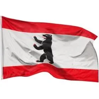 PHENO FLAGS Flagge Berlin Flagge 90 x 150 cm Wappen Bär Hauptstadt Fahne Landessiegel (Hissflagge für Fahnenmast), Inkl. 2 Messing Ösen