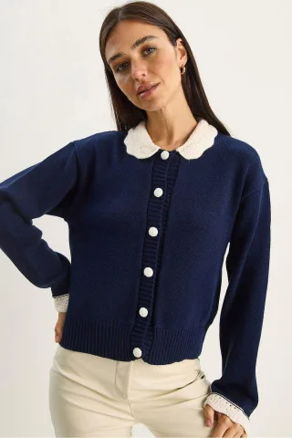 Dicker Rippenstrick-Cardigan mit Knopfverschluss