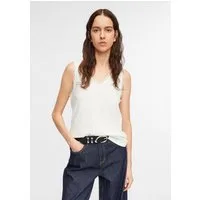 comma Muskelshirt T-Shirt Top in Flammgarnstruktur mit Zierborte