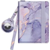 Fintie Geldbörse Reisepasshülle mit Airtag Halter, Slim Reisepass Hülle RFID-Schutz, Schutzhülle Passport Cover für Reisedokumente Impfpass Herren Damen