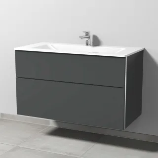 Sanipa 3way Glas-Set Glas-Waschtisch und Unterbau mit 2 Auszügen, Anthrazit-Matt BR20422