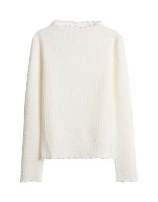 Opus - Slim strukturiertes Longsleeve - Sirken weiß - Gr. - 36
