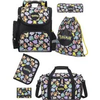 Familando Schulranzen Pokemon Pikachu Schultasche ab der 1. Klasse (Set, 6-tlg., inkl. Federmäppchen und Sporttasche), ergonomisch, 1.010 Gramm leicht, 18L Volumen