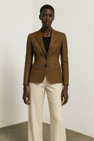 Karierter, taillierter Blazer aus 100 % Baumwolle