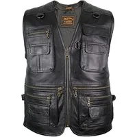 MDM Lederweste Herren Freizeit Lederweste Outdoor Weste, Lamm Nappa Leder