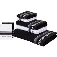 Bruno Banani Handtuch Set Maja, 1 Duschtuch, 2 Handtücher, 2 Gästehandtücher, 2 Waschhandschuhe, Walkfrottee (Set, 7-St), mit Bordüre und Markenlogo, 7 teiliges Handtücher Set, 100% Baumwolle
