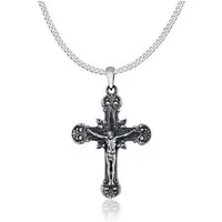 NAHLE Kette mit Anhänger Kreuz Silberkette Kreuz Jesus Kette Silber Panzerkette (2-tlg., inklusive Schmuckbox)