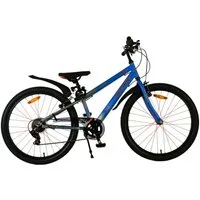 Volare Kinderfahrrad Volare Rocky Kinderfahrrad - 24 Zoll - Blau - 7 Gang für Jungen, Vorderradbremsen, höhenverstellbarer Sattel, Reflektoren